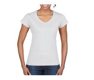 Gildan GN647 - T-shirt för kvinnor V-ringning 100% bomull White