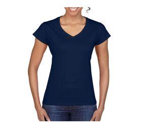 Gildan GN647 - T-shirt för kvinnor V-ringning 100% bomull Navy