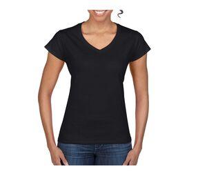 Gildan GN647 - T-shirt för kvinnor V-ringning 100% bomull Black