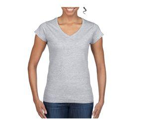 Gildan GN647 - T-shirt för kvinnor V-ringning 100% bomull Sport Grey
