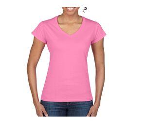 Gildan GN647 - T-shirt för kvinnor V-ringning 100% bomull Azalea
