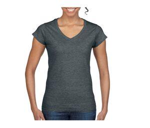 Gildan GN647 - T-shirt för kvinnor V-ringning 100% bomull Dark Heather