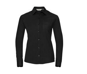 Russell Collection JZ36F - 100% bomull Poplin skjorta för kvinnor Black