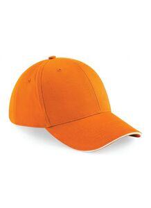 Beechfield BF020 - 6 Panel Sports Cap Orange/White