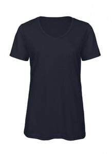 B&C BC058 - T-shirt med V-ringning, tri-blandning för kvinnor Navy