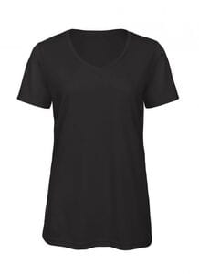 B&C BC058 - T-shirt med V-ringning, tri-blandning för kvinnor Black