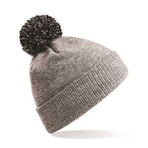 Beechfield BF450 - Mössa med Pom Pom Heather Grey/Black