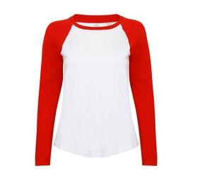 SF Women SK271 - Tee-shirt baseball manches longues femme White / Red