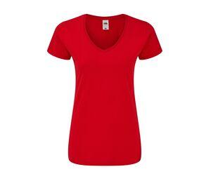 Fruit of the Loom SC155 - T-shirt med V-ringning för kvinnor Red