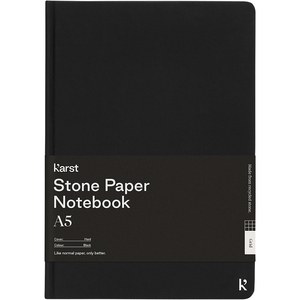 Karst® 107798 - Karst® A5-anteckningsbok med hårda pärmar av stenpapper – rutat papper Solid Black
